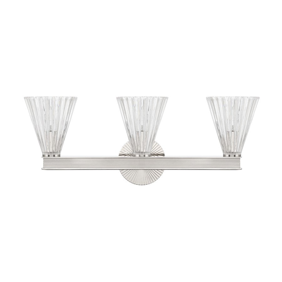 Crystorama Lotus 3Lt 23.5" Bathroom Vanity, Polished Nickel/Clear