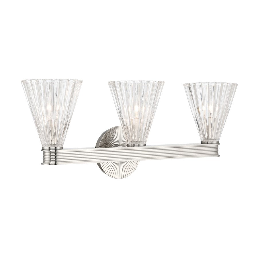 Crystorama Lotus 3Lt 23.5" Bathroom Vanity, Polished Nickel/Clear