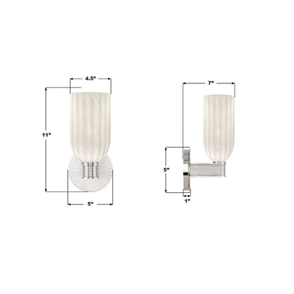 Crystorama Lotus 1 Light 5" Sconce, Polished Nickel/White