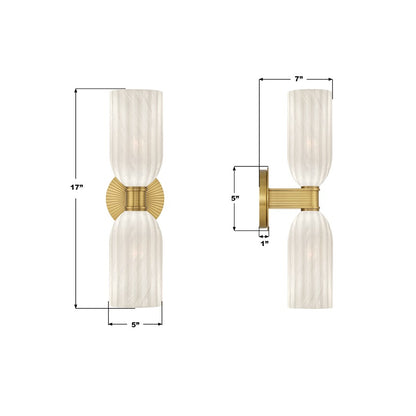 Crystorama Lotus 2 Light 5" Sconce, Luxe Gold/White