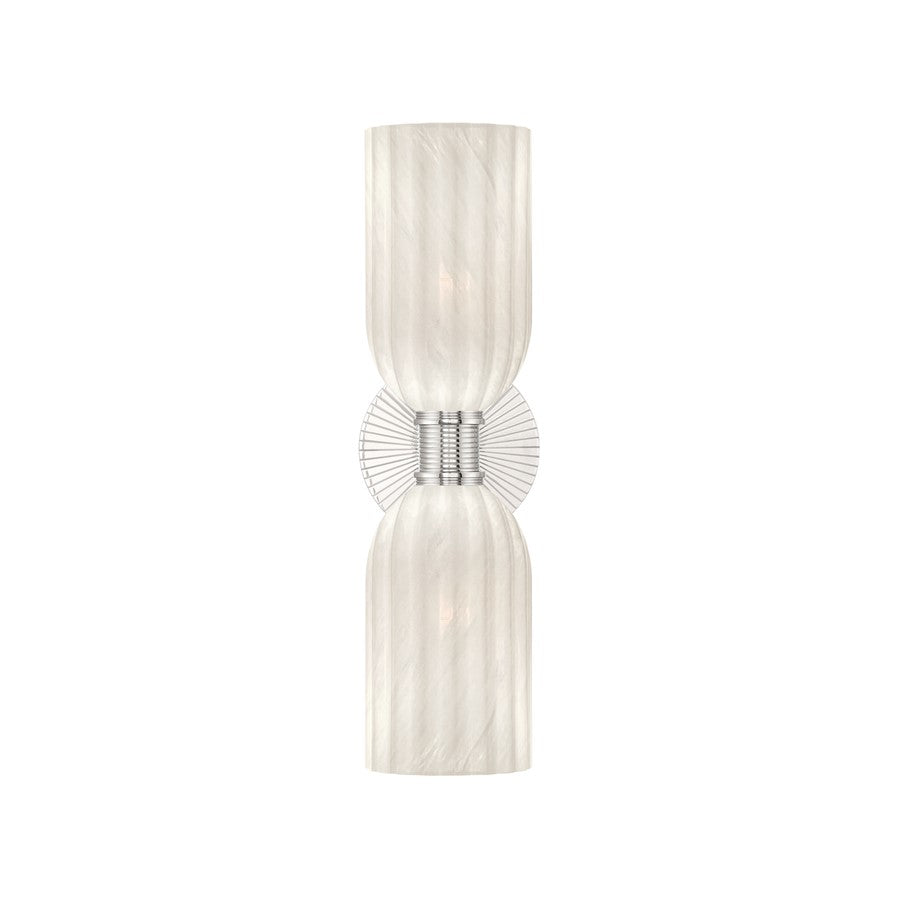 Crystorama Lotus 2 Light 5" Sconce, Polished Nickel/White