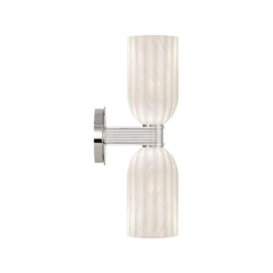 Crystorama Lotus 2 Light 5" Sconce, Polished Nickel/White