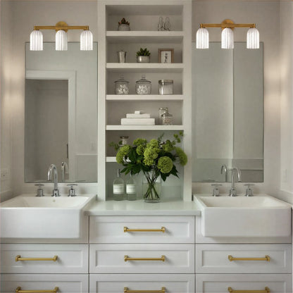 Crystorama Lotus 3 Light 22.75" Bathroom Vanity, Luxe Gold/White