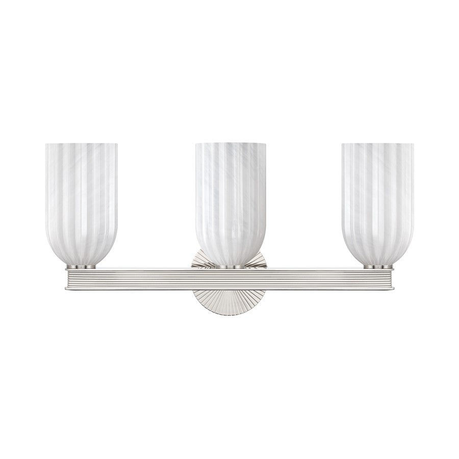 Crystorama Lotus 3Lt 22.75" Bathroom Vanity, Polished Nickel/White