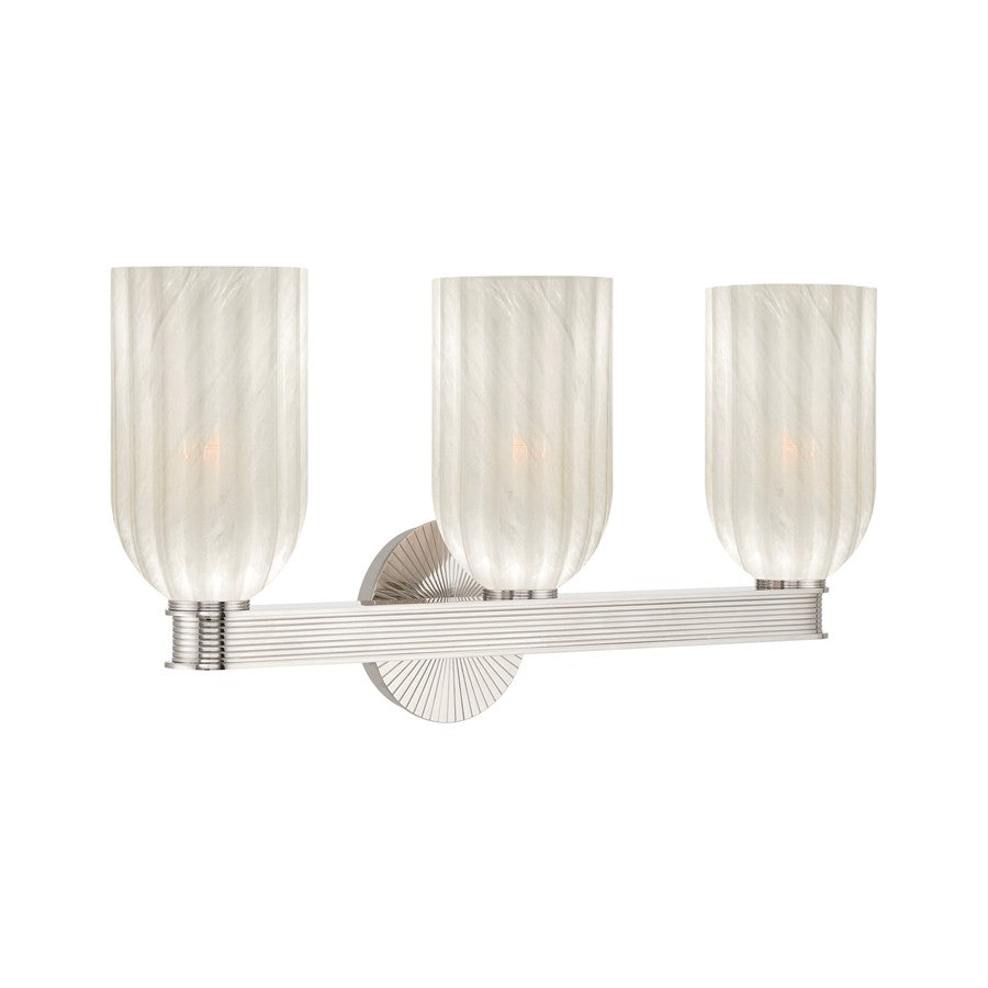 Crystorama Lotus 3Lt 22.75" Bathroom Vanity, Polished Nickel/White