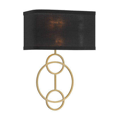 Crystorama Laurel 2 Light Sconce, Vibrant Gold/Black