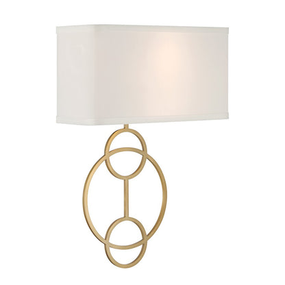 Crystorama Laurel 2 Light Sconce, Vibrant Gold/White