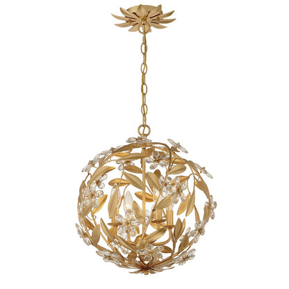 Crystorama Marselle 4 Light Mini Pendant, Antique Gold - MSL-314-GA