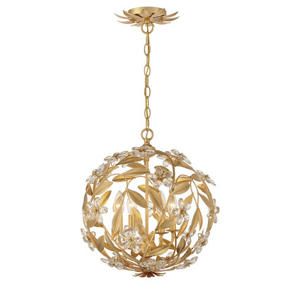 Crystorama Marselle 4 Light Mini Pendant, Antique Gold