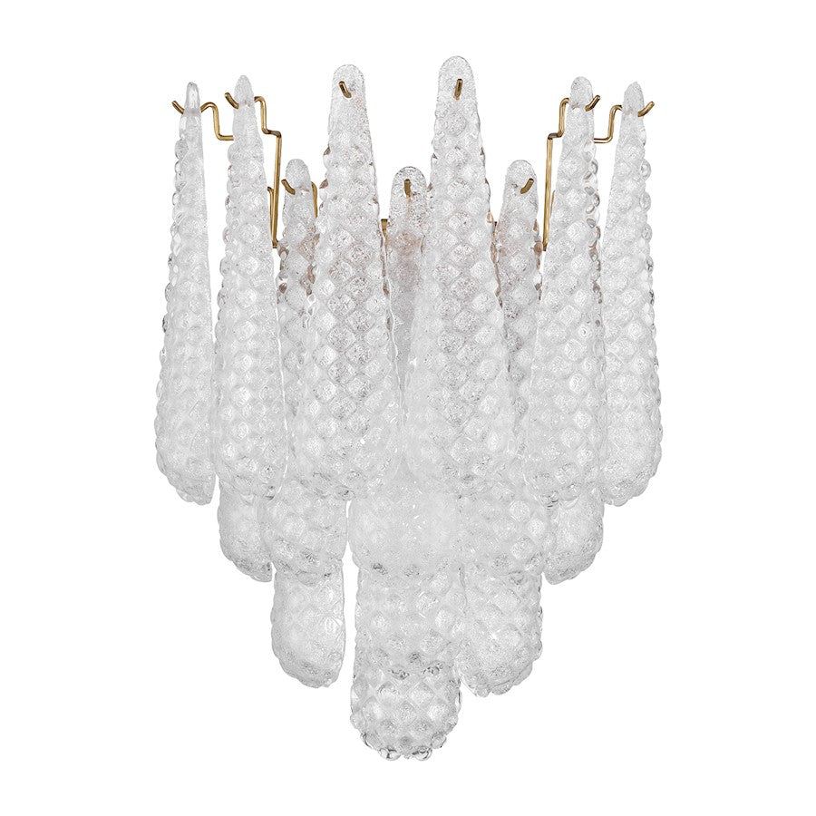 Crystorama Ollie 2 Light Sconce, Aged Brass/Sand Glass Clear