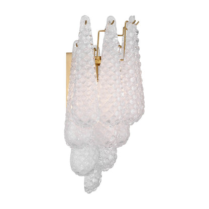 Crystorama Ollie 2 Light Sconce, Aged Brass/Sand Glass Clear