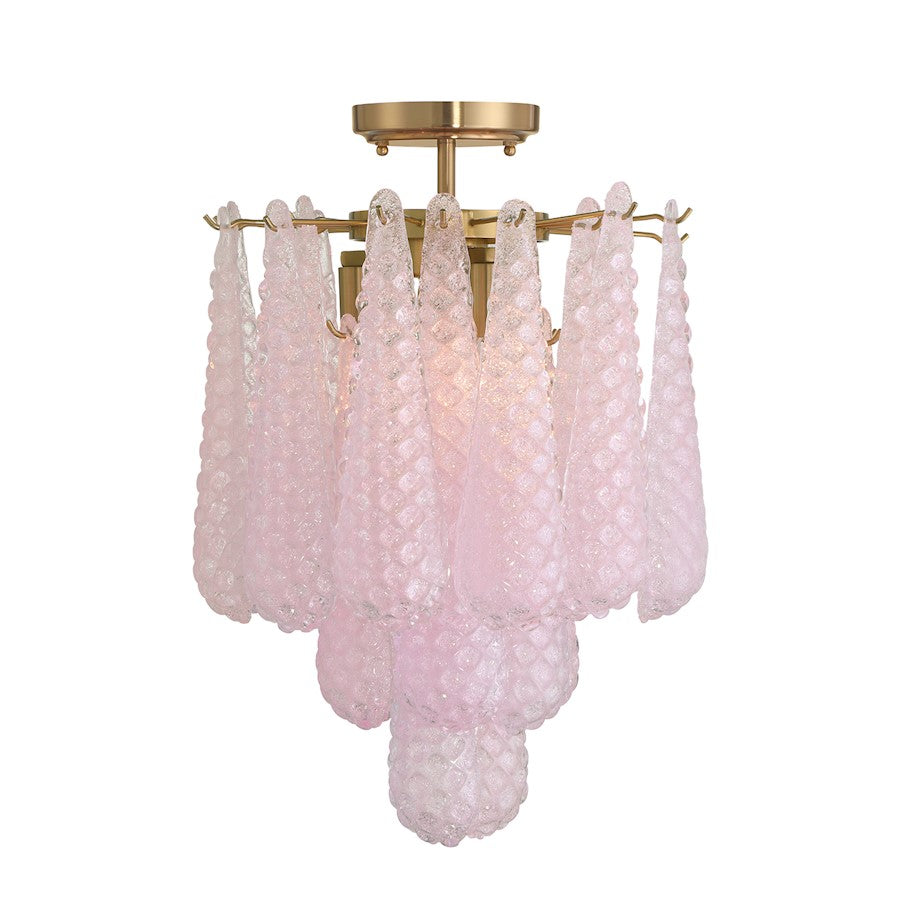 Crystorama Ollie 4Lt Semi Flush Mount, Brass/Sand Blush