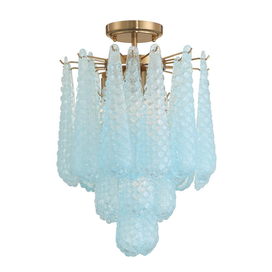 Crystorama Ollie 4Lt Semi Flush Mount, Brass/Sand Blue - OLL-6004-AG-BL-CEILING