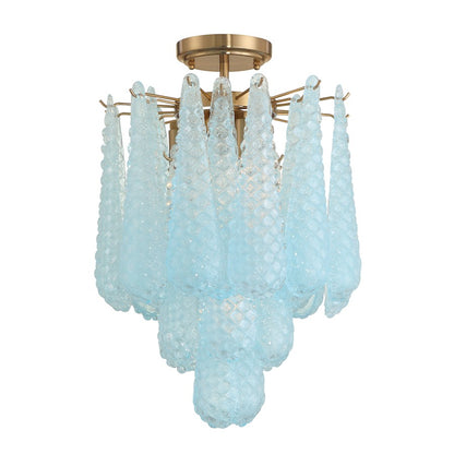Crystorama Ollie 4Lt Semi Flush Mount, Brass/Sand Blue - OLL-6004-AG-BL-CEILING