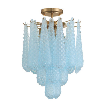 Crystorama Ollie 4Lt Semi Flush Mount, Brass/Sand Blue