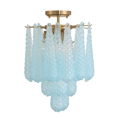 Crystorama Ollie 4Lt Semi Flush Mount, Brass/Sand Blue