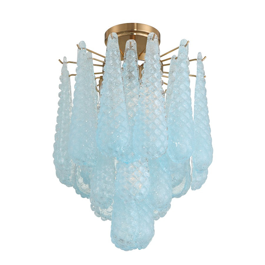 Crystorama Ollie 4Lt Semi Flush Mount, Brass/Sand Blue