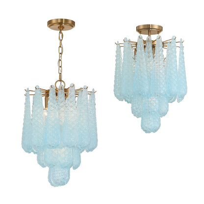 Crystorama Ollie 4Lt Semi Flush Mount, Brass/Sand Blue