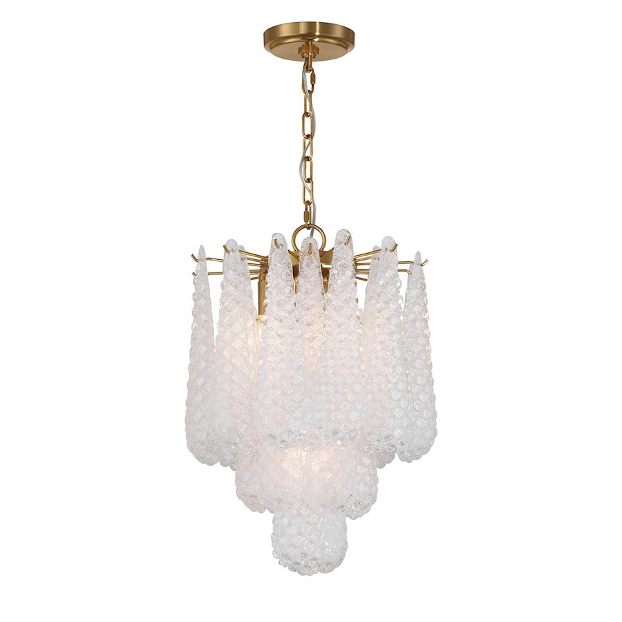Crystorama Ollie 4 Light Pendant, Aged Brass/Sand Glass Clear - OLL-6004-AG-CL