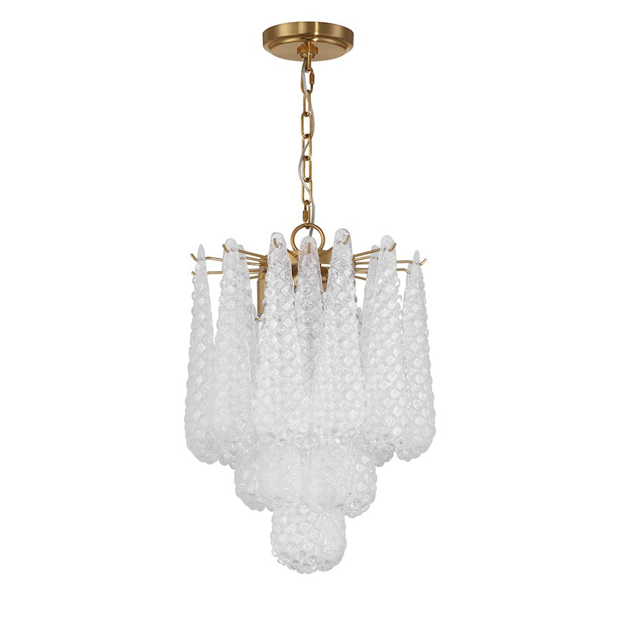 Crystorama Ollie 4 Light Pendant, Aged Brass/Sand Glass Clear