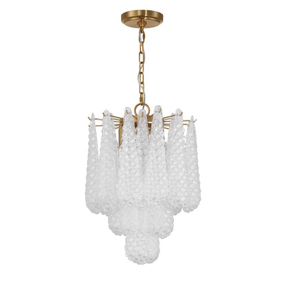 Crystorama Ollie 4 Light Pendant, Aged Brass/Sand Glass Clear