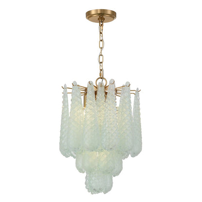 Crystorama Ollie 4 Light Pendant, Aged Brass/Sand Glass Green - OLL-6004-AG-GR