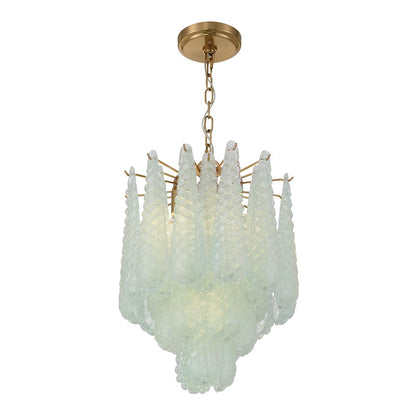 Crystorama Ollie 4 Light Pendant, Aged Brass/Sand Glass Green