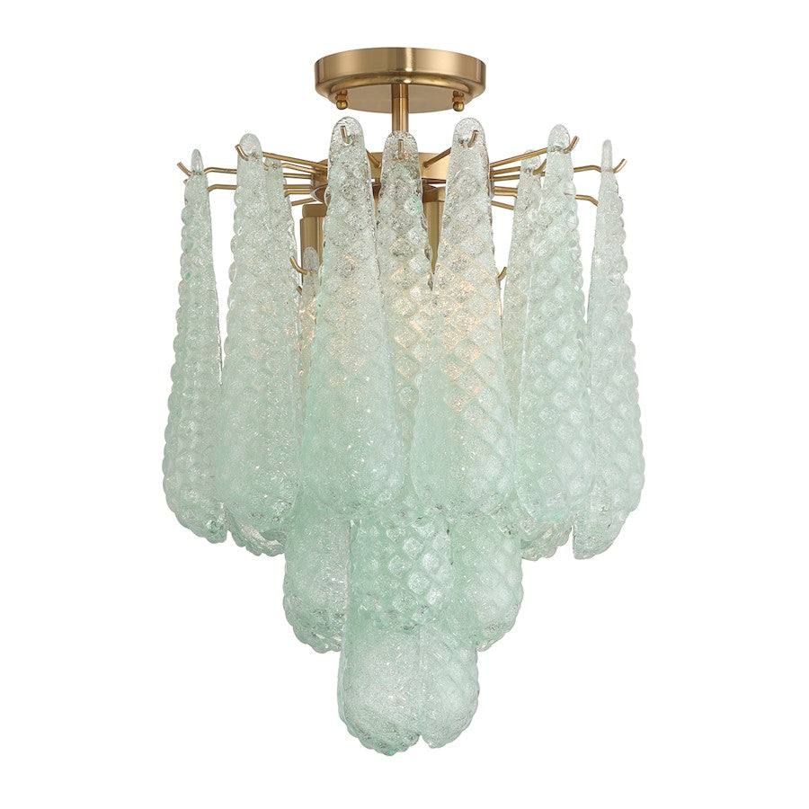 Crystorama Ollie 4Lt Semi Flush Mount, Brass/Sand Green - OLL-6004-AG-GR-CEILING