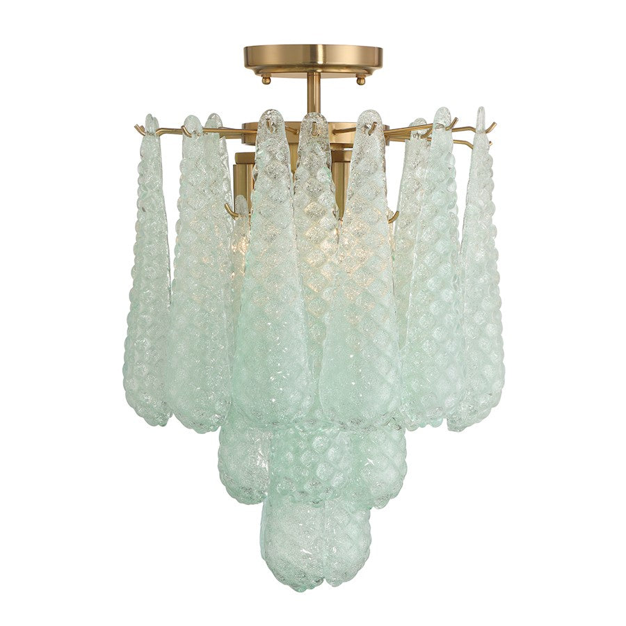 Crystorama Ollie 4Lt Semi Flush Mount, Brass/Sand Green