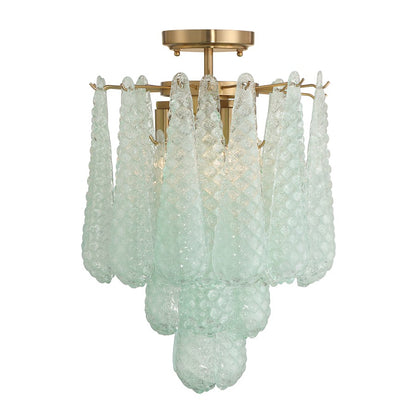 Crystorama Ollie 4Lt Semi Flush Mount, Brass/Sand Green
