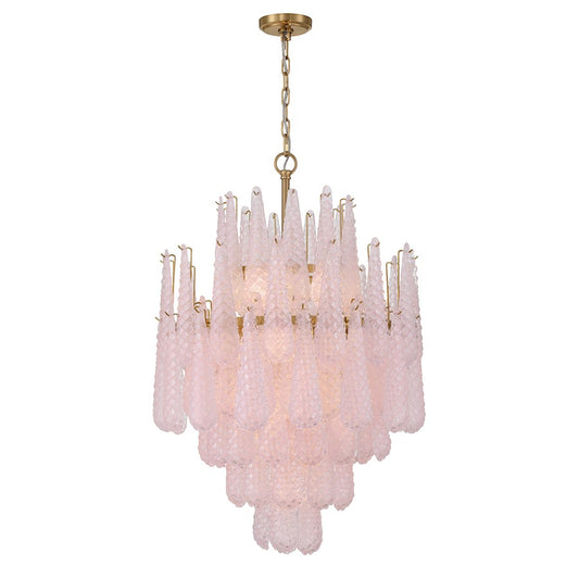Crystorama Ollie 16 Light Chandelier, Brass/Sand Glass Blush - OLL-6006-AG-BH