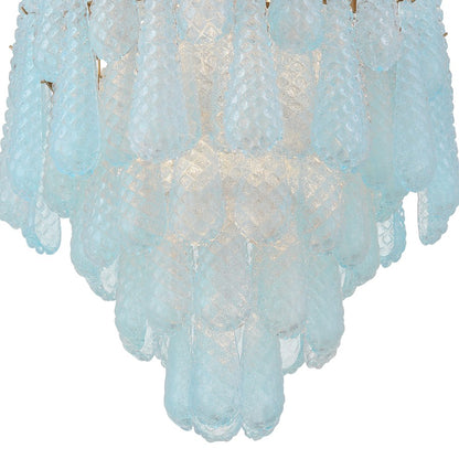 Crystorama Ollie 16 Light Chandelier, Brass/Sand Glass Blue