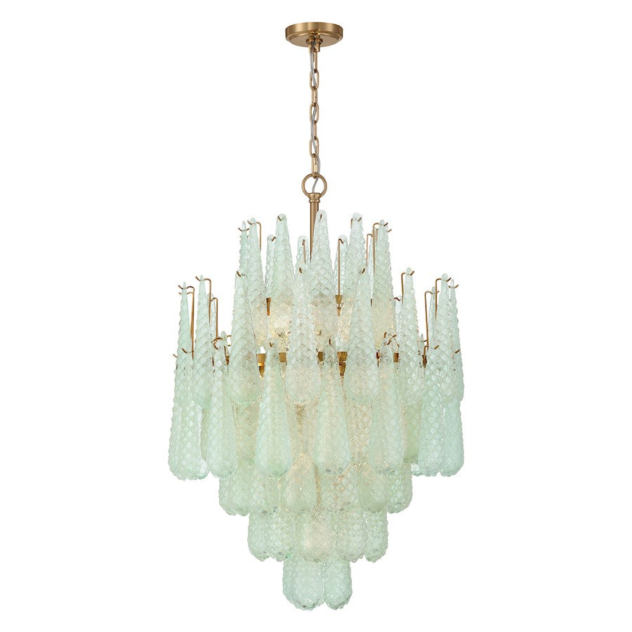 Crystorama Ollie 16 Light Chandelier, Brass/Sand Glass Green - OLL-6006-AG-GR