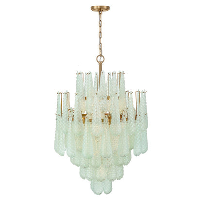 Crystorama Ollie 16 Light Chandelier, Brass/Sand Glass Green