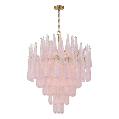 Crystorama Ollie 21 Light Chandelier, Brass/Sand Glass Blush - OLL-6008-AG-BH