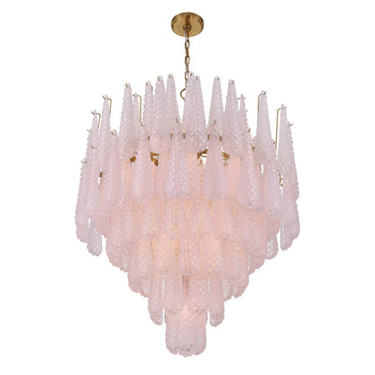 Crystorama Ollie 21 Light Chandelier, Brass/Sand Glass Blush
