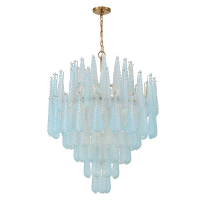 Crystorama Ollie 21 Light Chandelier, Brass/Sand Glass Blue - OLL-6008-AG-BL