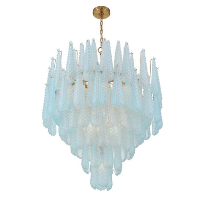 Crystorama Ollie 21 Light Chandelier, Brass/Sand Glass Blue