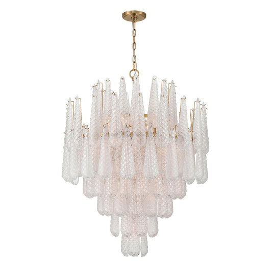 Crystorama Ollie 21 Light Chandelier, Brass/Sand Glass Clear - OLL-6008-AG-CL