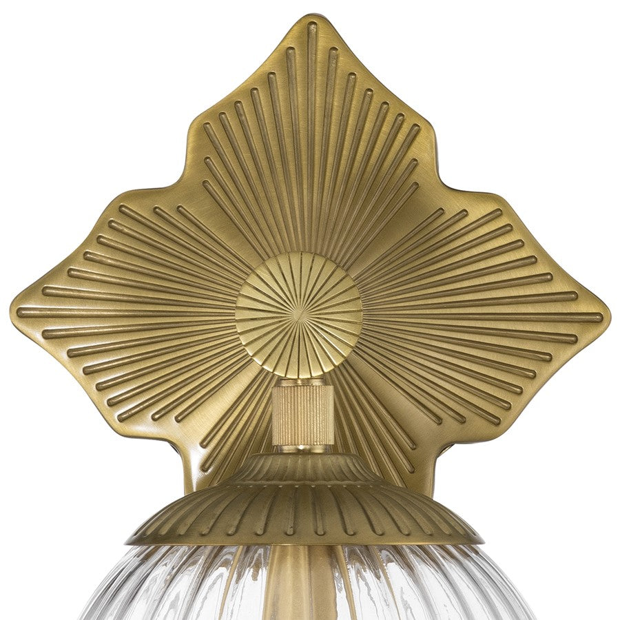 Crystorama Orly 1 Light 7.5" Sconce, Aged Brass/Clear