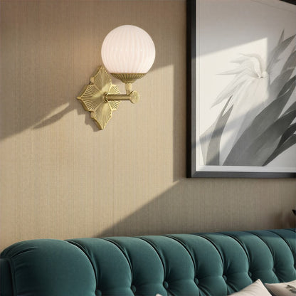 Crystorama Orly 1 Light 7.5" Sconce, Aged Brass/White