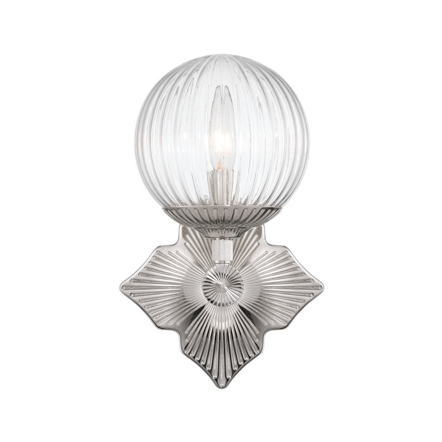 Crystorama Orly 1 Light 7.5" Sconce, Polished Nickel/Clear