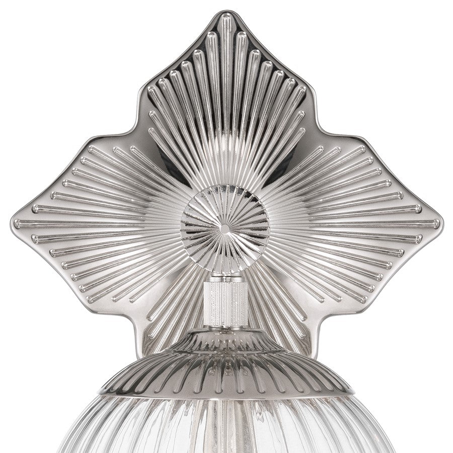 Crystorama Orly 1 Light 7.5" Sconce, Polished Nickel/Clear