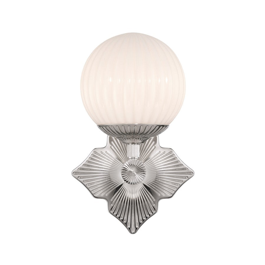 Crystorama Orly 1 Light 7.5" Sconce, Polished Nickel/White
