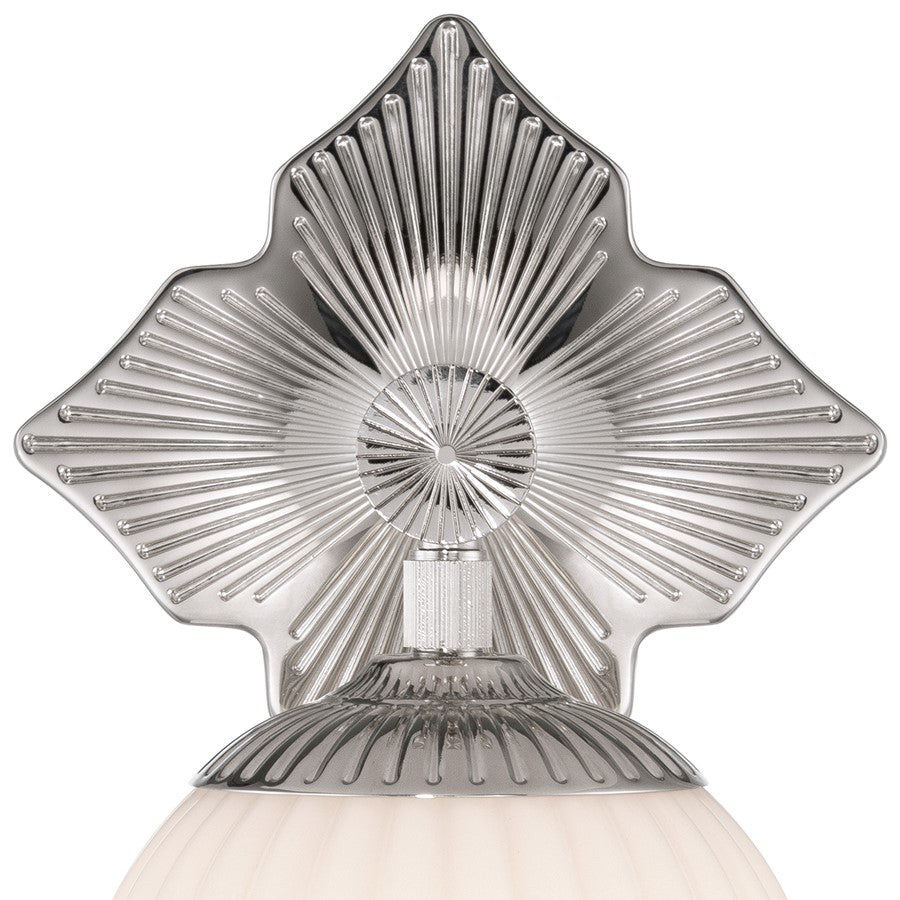 Crystorama Orly 1 Light 7.5" Sconce, Polished Nickel/White