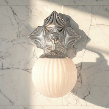 Crystorama Orly 1 Light 7.5" Sconce, Polished Nickel/White