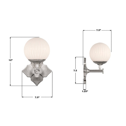 Crystorama Orly 1 Light 7.5" Sconce, Polished Nickel/White