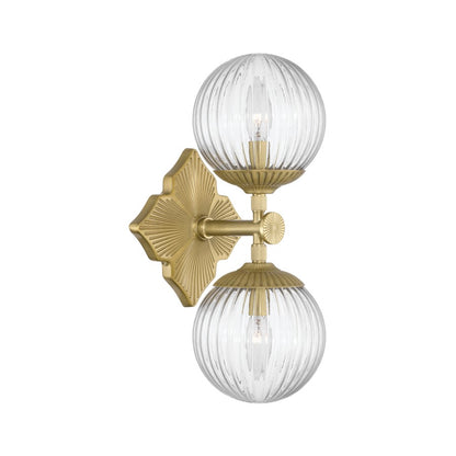 Crystorama Orly 2 Light 7.5" Sconce, Aged Brass/Clear - ORY-1002-AG-CL