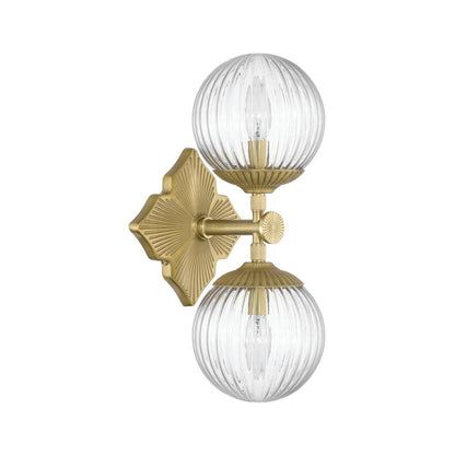 Crystorama Orly 2 Light 7.5" Sconce, Aged Brass/Clear