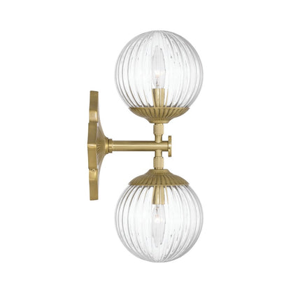 Crystorama Orly 2 Light 7.5" Sconce, Aged Brass/Clear